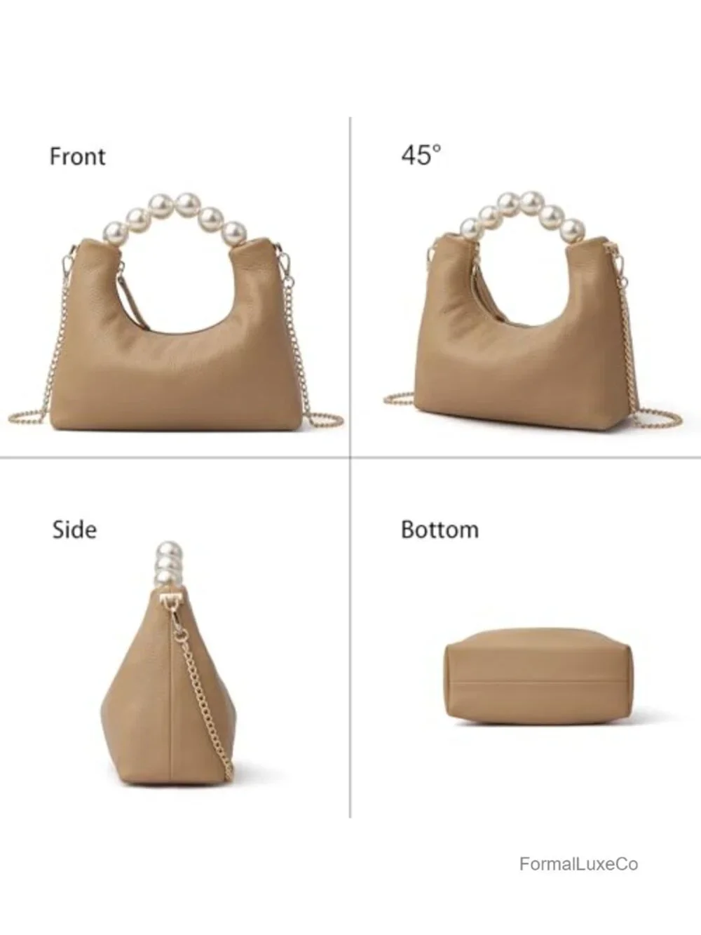 Genuine Leather Top Handle Clutch Purse with Detachable Strap